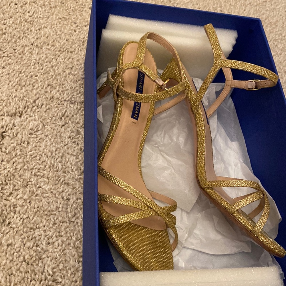 Stuart Weitzman Starla gold heels